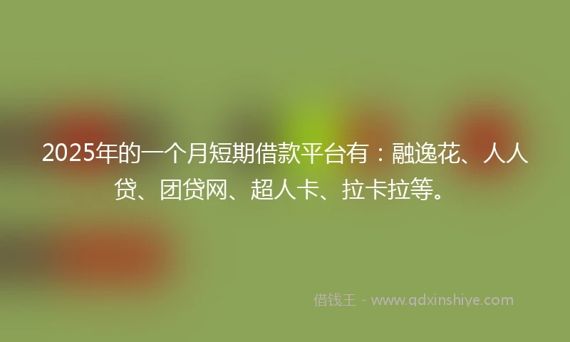 2025年的一个月短期借款平台有：融逸花、人人贷、团贷网、超人卡、拉卡拉等。