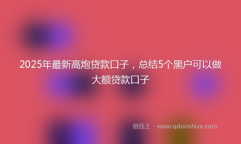 2025年最新高炮贷款口子，总结5个黑户可以做大额贷款口子