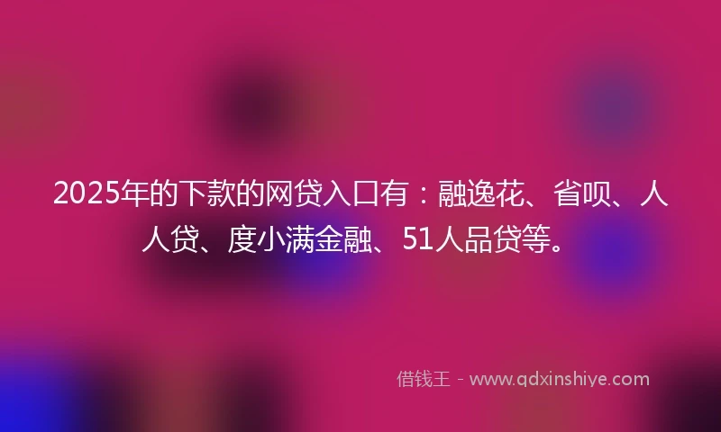 2025年的下款的网贷入口有：融逸花、省呗、人人贷、度小满金融、51人品贷等。