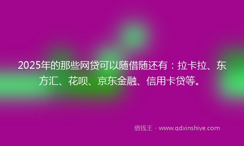 2025年的那些网贷可以随借随还有：拉卡拉、东方汇、花呗、京东金融、信用卡贷等。
