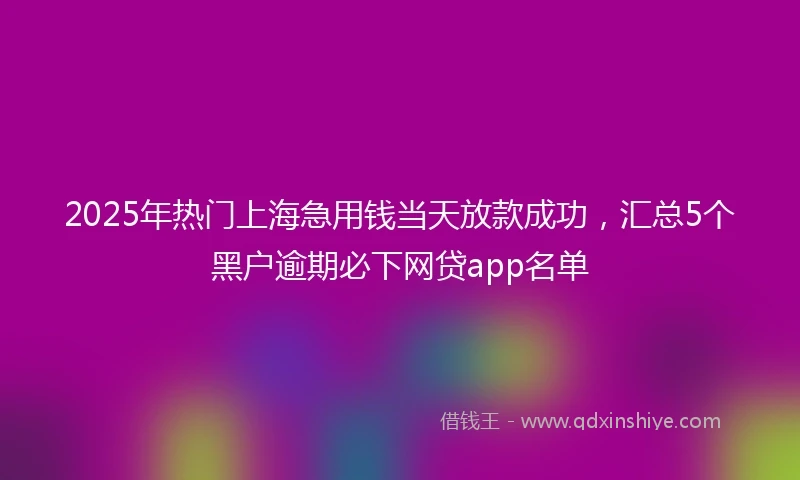 2025年热门上海急用钱当天放款成功，汇总5个黑户逾期必下网贷app名单