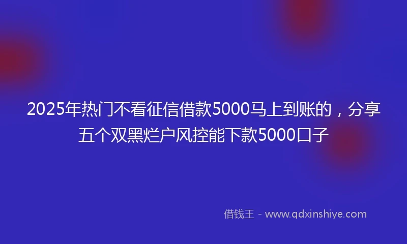 2025年热门不看征信借款5000马上到账的，分享五个双黑烂户风控能下款5000口子