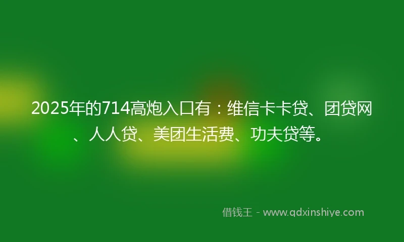 2025年的714高炮入口有:维信卡卡贷、团贷网、人人贷、美团生活费、功夫贷等。