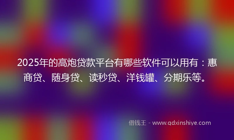 2025年的高炮贷款平台有哪些软件可以用有：惠商贷、随身贷、读秒贷、洋钱罐、分期乐等。