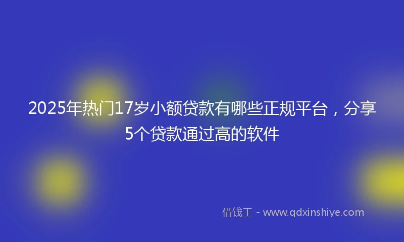 2025年热门17岁小额贷款有哪些正规平台，分享5个贷款通过高的软件