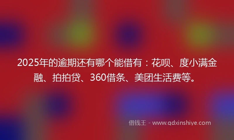2025年的逾期还有哪个能借有:花呗、度小满金融、拍拍贷、360借条、美团生活费等。
