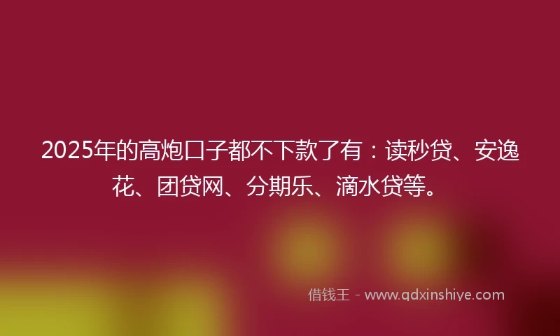 2025年的高炮口子都不下款了有：读秒贷、安逸花、团贷网、分期乐、滴水贷等。