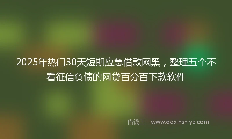 2025年热门30天短期应急借款网黑，整理五个不看征信负债的网贷百分百下款软件