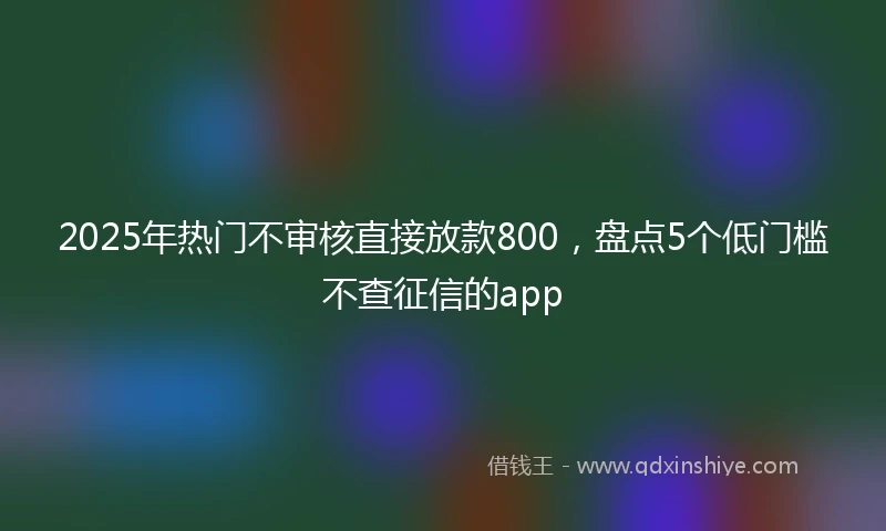 2025年热门不审核直接放款800,盘点5个低门槛不查征信的app