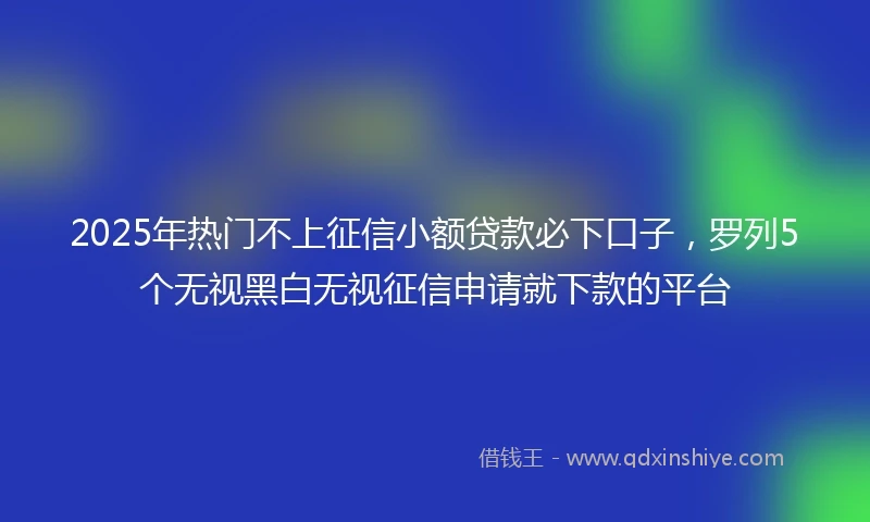 2025年热门不上征信小额贷款必下口子，罗列5个无视黑白无视征信申请就下款的平台