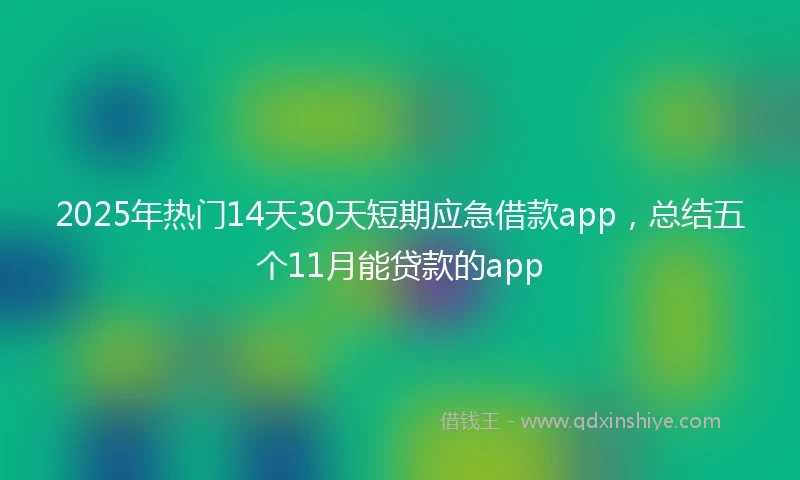 2025年热门14天30天短期应急借款app，总结五个11月能贷款的app
