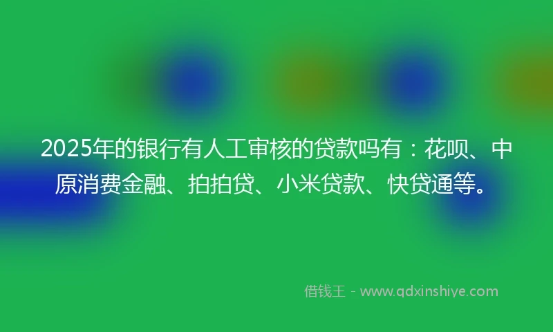 2025年的银行有人工审核的贷款吗有：花呗、中原消费金融、拍拍贷、小米贷款、快贷通等。