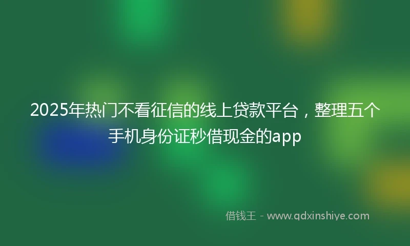 2025年热门不看征信的线上贷款平台，整理五个手机身份证秒借现金的app