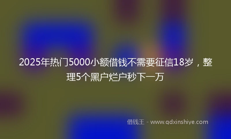 2025年热门5000小额借钱不需要征信18岁，整理5个黑户烂户秒下一万