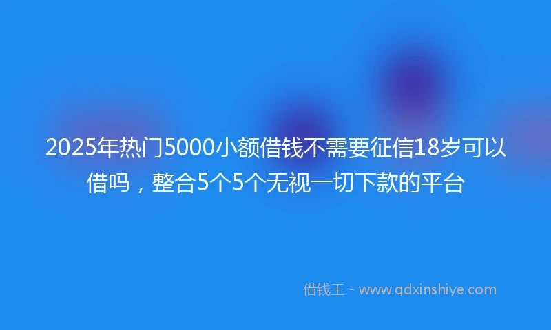 2025年热门5000小额借钱不需要征信18岁可以借吗，整合5个5个无视一切下款的平台