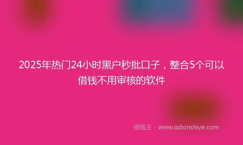 2025年热门24小时黑户秒批口子，整合5个可以借钱不用审核的软件