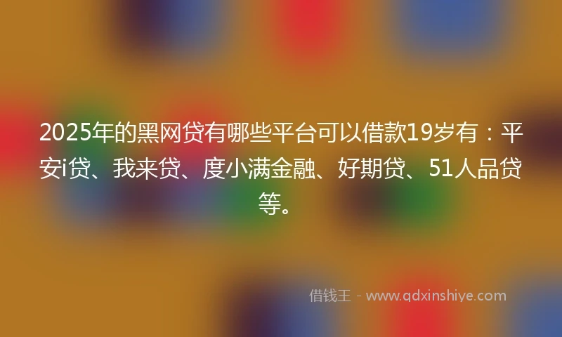 2025年的黑网贷有哪些平台可以借款19岁有：平安i贷、我来贷、度小满金融、好期贷、51人品贷等。
