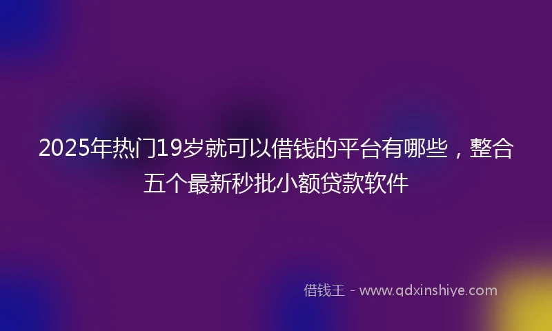 2025年热门19岁就可以借钱的平台有哪些,整合五个最新秒批小额贷款软件