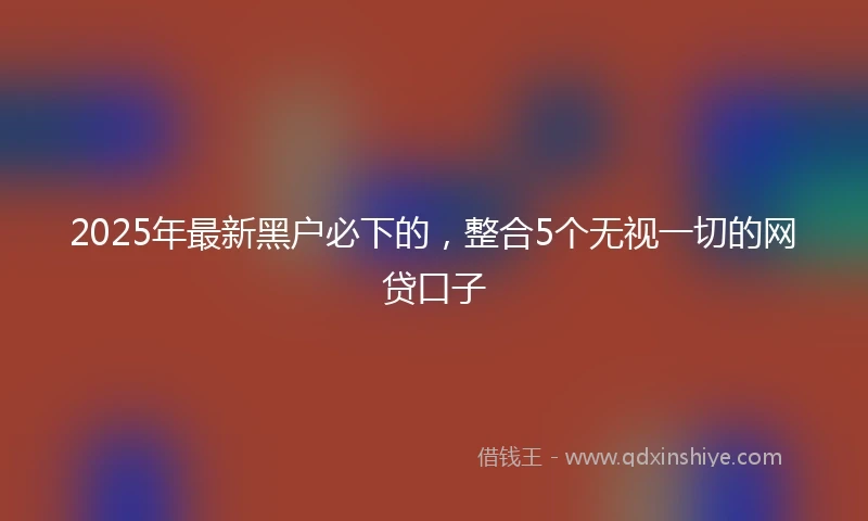 2025年最新黑户必下的，整合5个无视一切的网贷口子