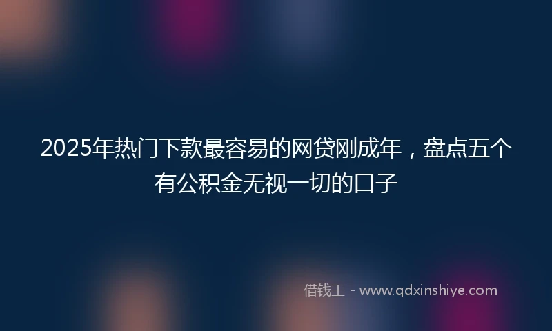 2025年热门下款最容易的网贷刚成年，盘点五个有公积金无视一切的口子