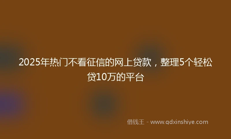 2025年热门不看征信的网上贷款，整理5个轻松贷10万的平台