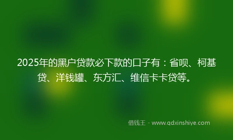 2025年的黑户贷款必下款的口子有:省呗、柯基贷、洋钱罐、东方汇、维信卡卡贷等。