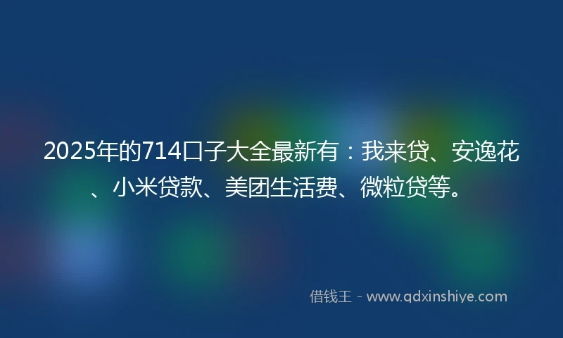 2025年的714口子大全最新有：我来贷、安逸花、小米贷款、美团生活费、微粒贷等。