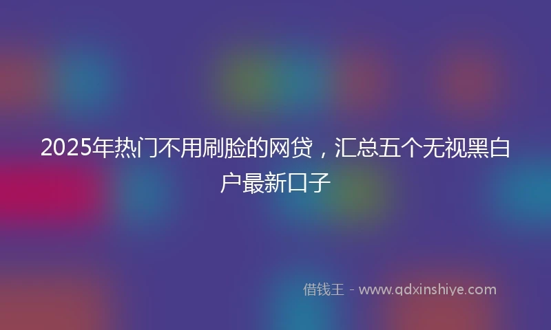 2025年热门不用刷脸的网贷，汇总五个无视黑白户最新口子