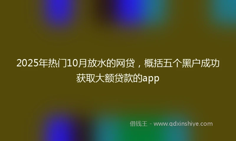 2025年热门10月放水的网贷，概括五个黑户成功获取大额贷款的app