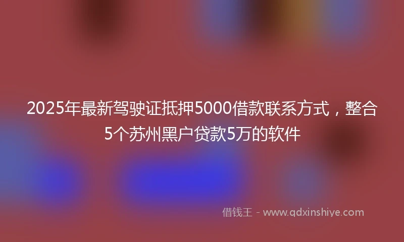 2025年最新驾驶证抵押5000借款联系方式，整合5个苏州黑户贷款5万的软件