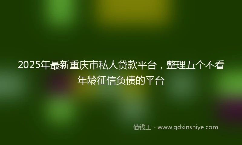2025年最新重庆市私人贷款平台,整理五个不看年龄征信负债的平台