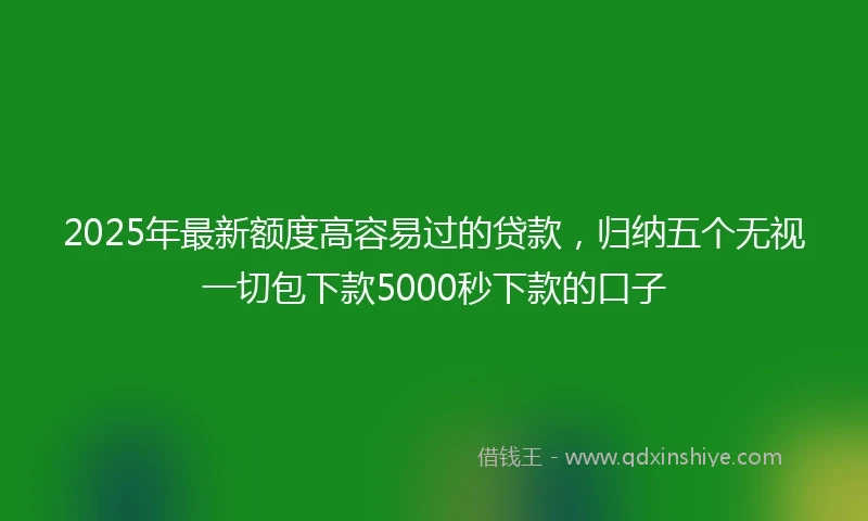 2025年最新额度高容易过的贷款，归纳五个无视一切包下款5000秒下款的口子