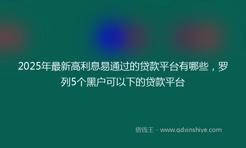2025年最新高利息易通过的贷款平台有哪些，罗列5个黑户可以下的贷款平台