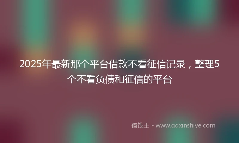 2025年最新那个平台借款不看征信记录，整理5个不看负债和征信的平台
