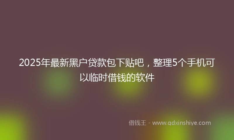 2025年最新黑户贷款包下贴吧，整理5个手机可以临时借钱的软件