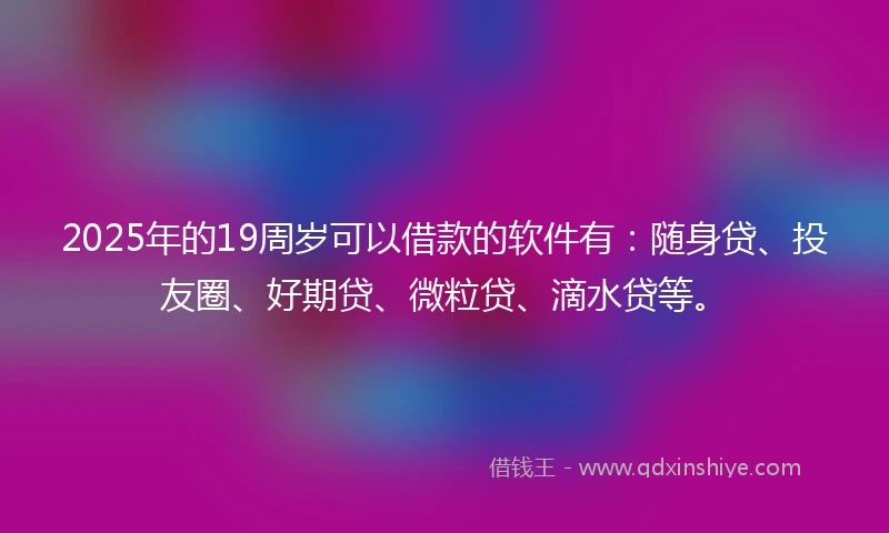 2025年的19周岁可以借款的软件有：随身贷、投友圈、好期贷、微粒贷、滴水贷等。