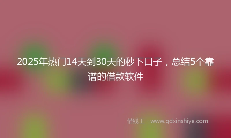 2025年热门14天到30天的秒下口子,总结5个靠谱的借款软件