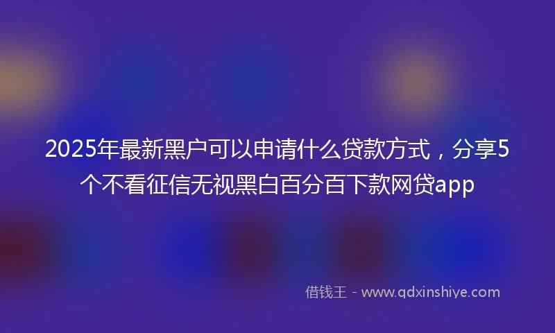 2025年最新黑户可以申请什么贷款方式，分享5个不看征信无视黑白百分百下款网贷app