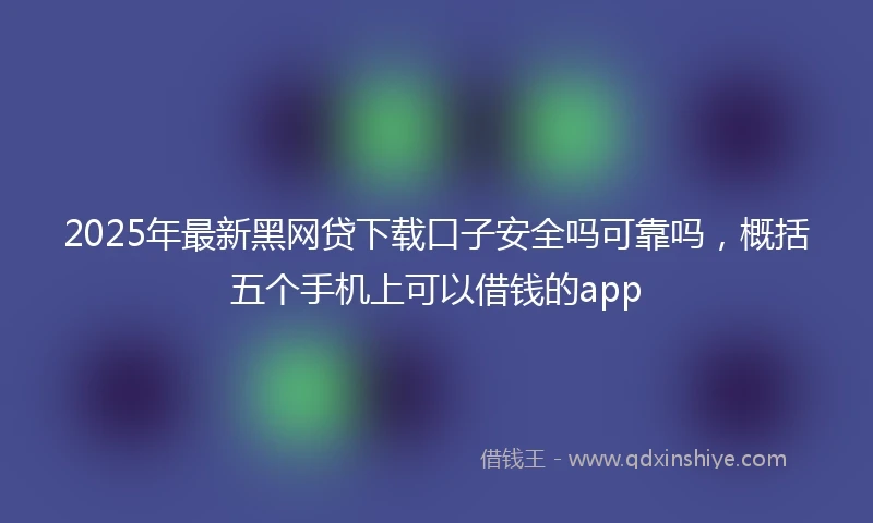 2025年最新黑网贷下载口子安全吗可靠吗，概括五个手机上可以借钱的app