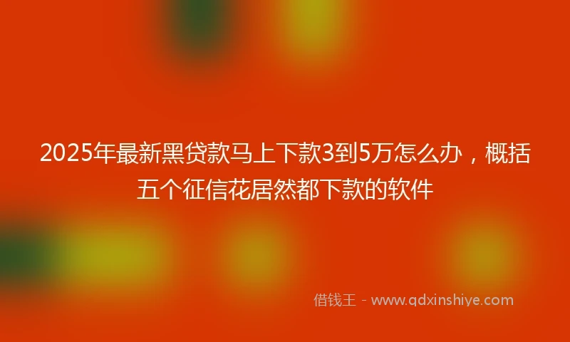 2025年最新黑贷款马上下款3到5万怎么办，概括五个征信花居然都下款的软件