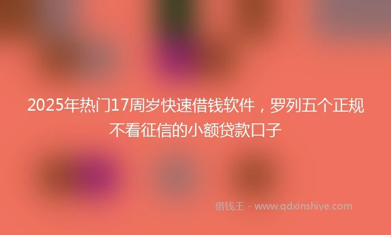 2025年热门17周岁快速借钱软件，罗列五个正规不看征信的小额贷款口子