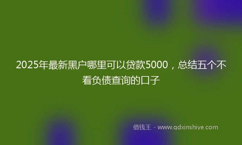 2025年最新黑户哪里可以贷款5000，总结五个不看负债查询的口子