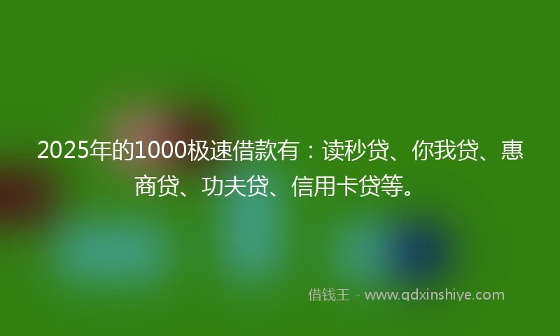 2025年的1000极速借款有：读秒贷、你我贷、惠商贷、功夫贷、信用卡贷等。