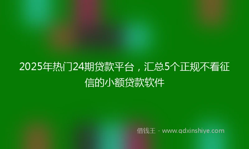 2025年热门24期贷款平台，汇总5个正规不看征信的小额贷款软件