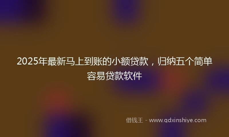 2025年最新马上到账的小额贷款，归纳五个简单容易贷款软件