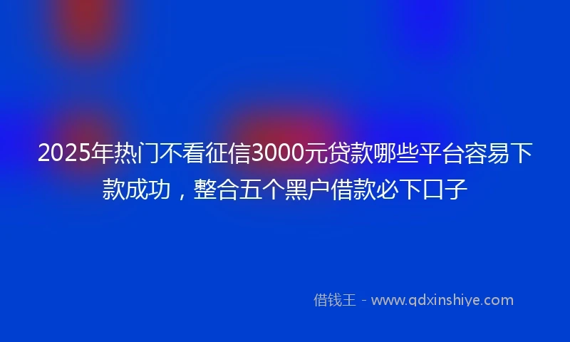 2025年热门不看征信3000元贷款哪些平台容易下款成功,整合五个黑户借款必下口子