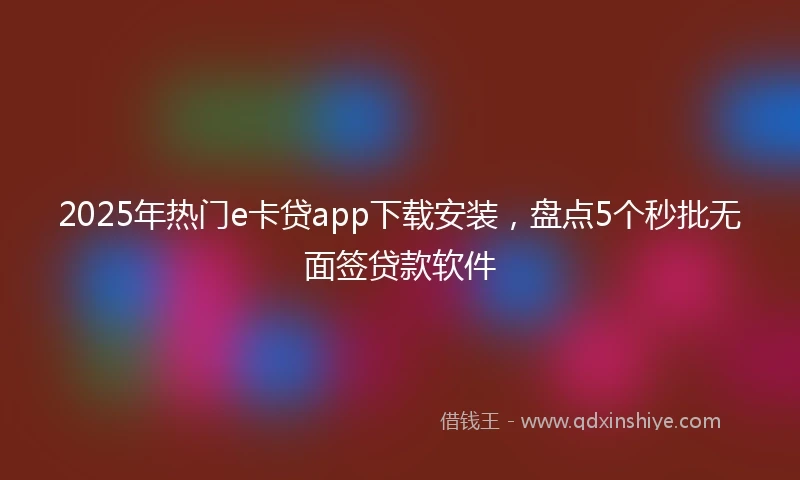 2025年热门e卡贷app下载安装，盘点5个秒批无面签贷款软件