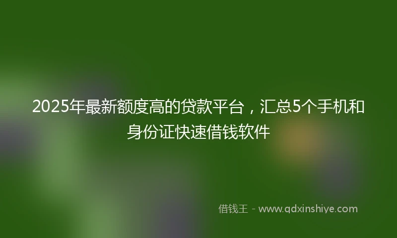 2025年最新额度高的贷款平台，汇总5个手机和身份证快速借钱软件