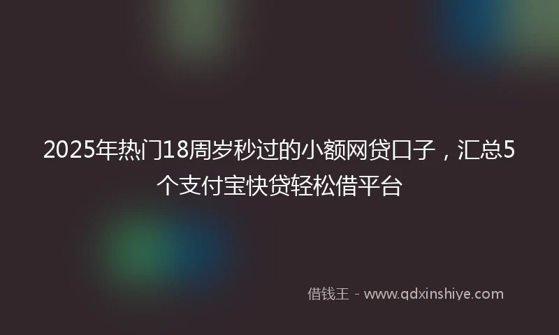 2025年热门18周岁秒过的小额网贷口子，汇总5个支付宝快贷轻松借平台