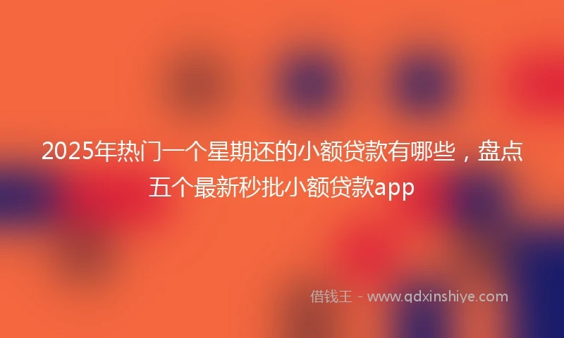 2025年热门一个星期还的小额贷款有哪些，盘点五个最新秒批小额贷款app